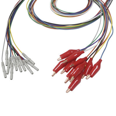 گیره گیر 1.5 میلی متری با پوسته بیرونی نرم گیره تمساح الکترودهای EEG با روکش طلا الکترود EEG EMG Leadwires