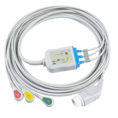کابل ECG بزرگسالان P-Hilips و کابل 8 پین 3 لید ECG Snap