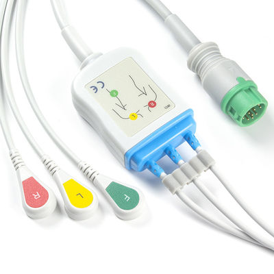 Mindray Datascope 040-000966-00 EA6232A ECG Cables and Leadwires کانکتور 12 پین ECG کابل 3 Lead IEC Snap