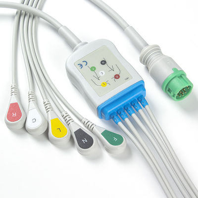 Mindray Datascope 040-000963-00 EA6252B ECG Cables and Leadwires کانکتور 12 پین ECG کابل 5 Lead IEC Snap