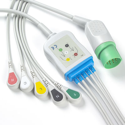 Nihon Kohden TEC-7631C ECG Cables And Leadwires کانکتور 11 پین ECG Cable 5 Lead IEC Snap
