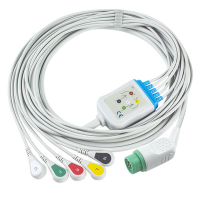 سازگاری زیمنس Drager 5 سرب Iec Snap ECG سرب کابل / Ecg سرب سیم مجموعه