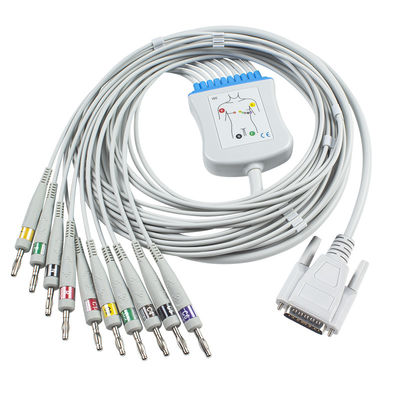 کابل تنه Nihon Kohden Ekg BA-902D ECG-FD07 ECG-9010K Leadwires 15 پین IEC Banana 4.0