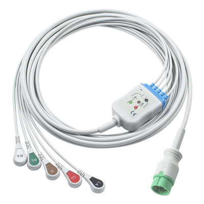 خاکستری سازگار IVY 5Lead کابل ECG AHA Snap 1m 3.0 قطر
