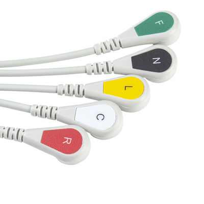 کابل سازگاری ECG 5 سرب برای مانیتور قلب Medetec ECG انگلستان IEC Snap