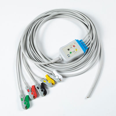 کابل نیمه آماده EKG بدون کانکتور 5Lead ECG Grabber IEC 2.5m 5.0 قطر