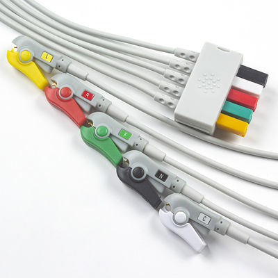 سیمنس کابل بیمار ECG 5 سرب سیمنس IEC Grabber سرب ECG برای بزرگسالان یا کودکان در خاکستری