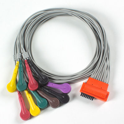 کاردیولین قابل لمس ECG 10Lead کابل ECG IEC Snap با TPU خاکستری و نارنجی