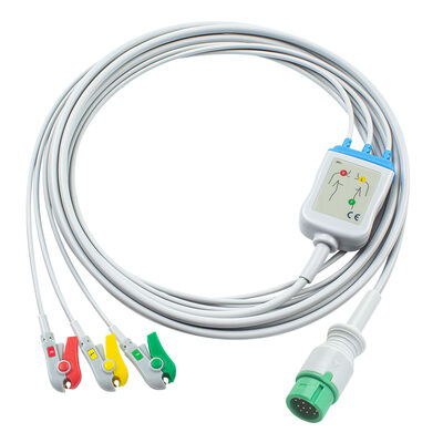 کابل های ECG Ecomed و سیم های سرب 12 پین کانکتور کابل ECG 3 5 سرب IEC AHA Snap Grabber Clip