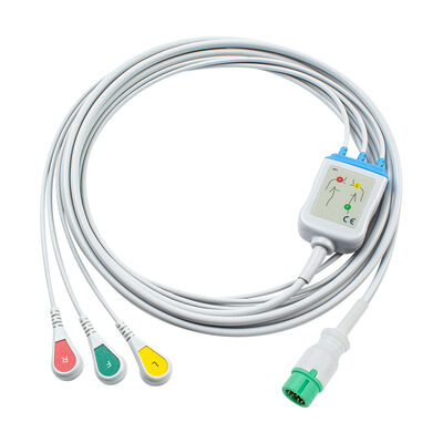 یونکر 12Pin E12 یک کابل مستقیم ECG کابل های ECG و سیم های سرب 3Lead AHA IEC