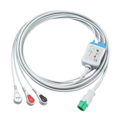 یونکر 12Pin E12 یک کابل مستقیم ECG کابل های ECG و سیم های سرب 3Lead AHA IEC