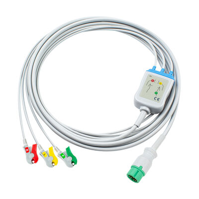 یونکر 12Pin E12 یک کابل مستقیم ECG کابل های ECG و سیم های سرب 3Lead AHA IEC