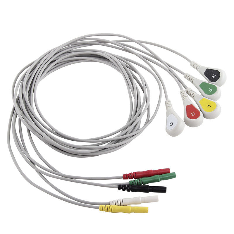 کابل ECG 5 سرب Snap Din 1.5 AAMI 6pin کابل ECG هولتر و سرب برای ضبط هولر