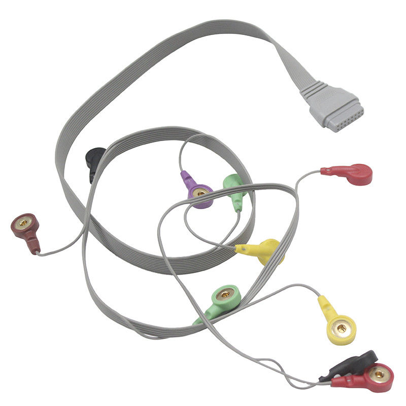 Edan SE-2003 SE-2012 کابل هولتر ECG کابل بیمار 10 سرب IEC Snap Electrode Leads