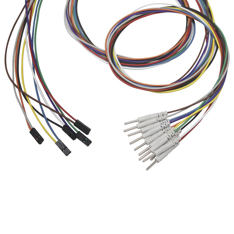 الکترودهای EEG 2 پین DuPont وصل به پین ​​2.00 میلی‌متری سیم‌های سرب طلایی الکترود EEG EMG سرب