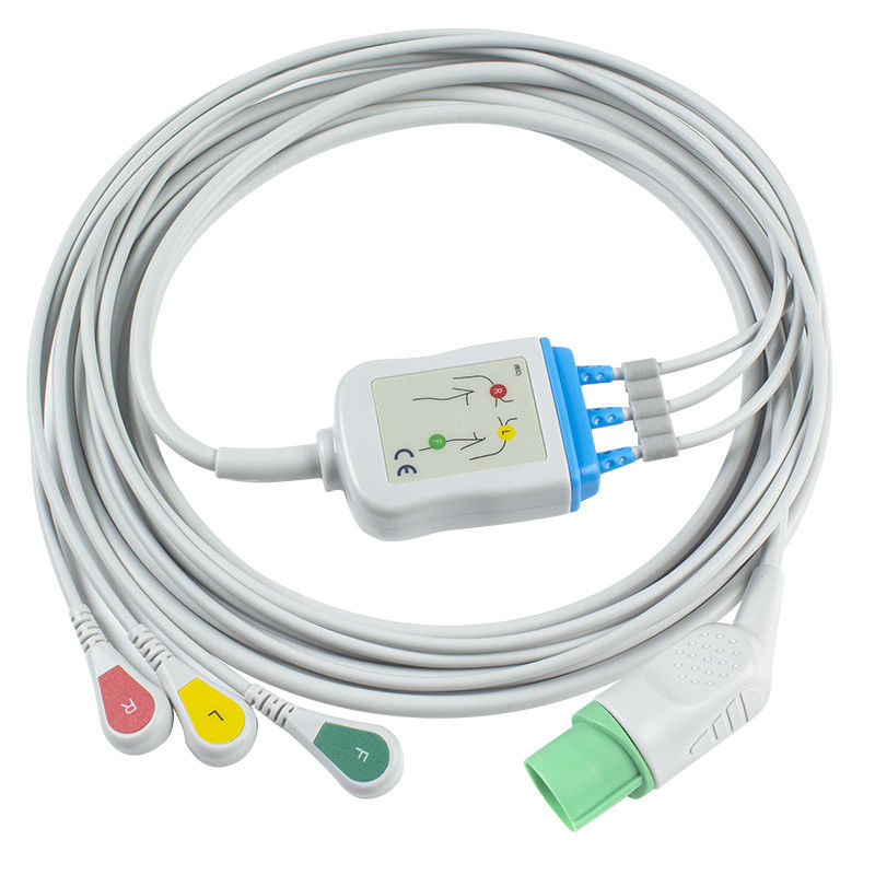 Mindray Datascope 040-000966-00 EA6232A ECG Cables and Leadwires کانکتور 12 پین ECG کابل 3 Lead IEC Snap