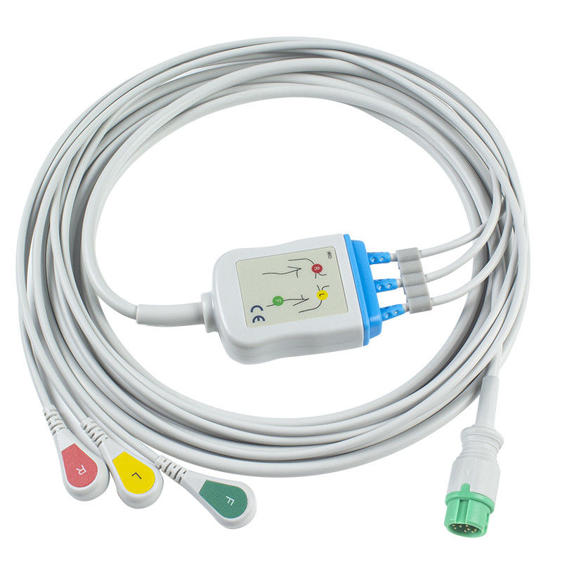 کابل‌ها و سیم‌های ECG Nihon Kohden CB-72353P 11pin OEC-6102A کانکتور ECG کابل 3 سرب IEC Snap