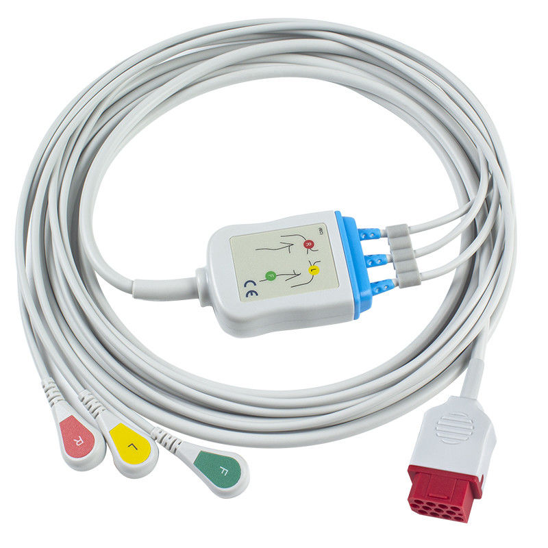 بایونت مدل جدید BM3 BM5 کابل‌ها و سیم‌های ECG Snap ECG کابل 3 سرب IEC 12 پین