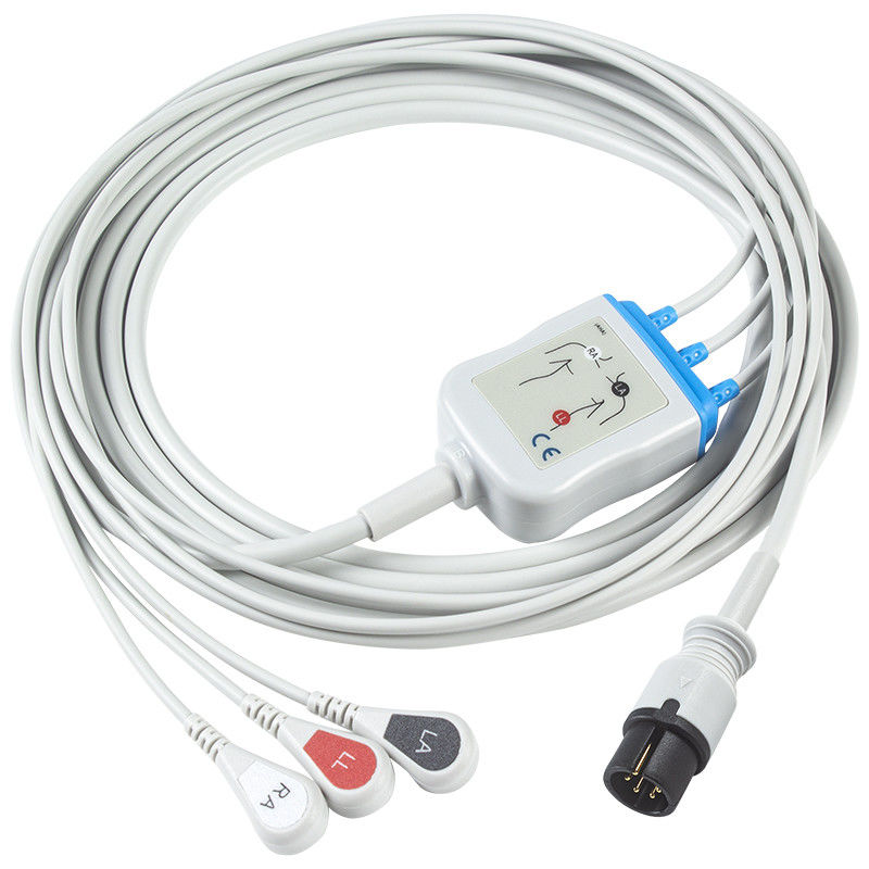 Edan سازگار با اتصال مستقیم کابل ECG و سیم های سرب 6Pin Universal AAMI 3Lead AHA Snap