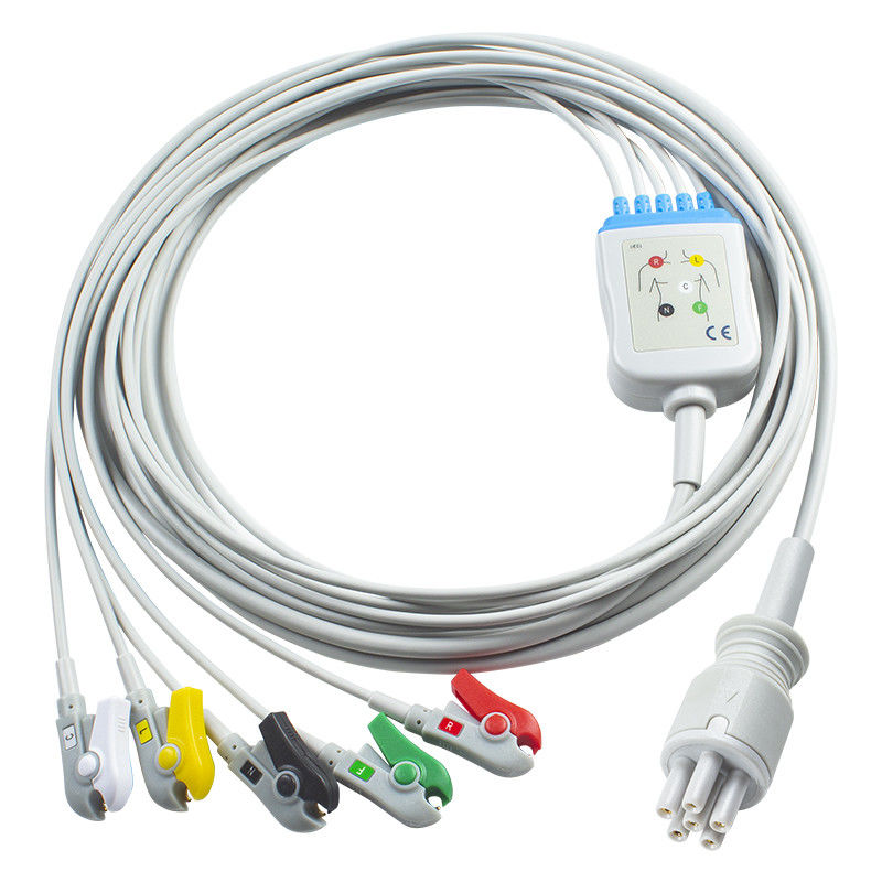 برای Omron > Colin Cable ECG Compatible Direct-Connect و سیم های سرب 5Lead IEC Grabber