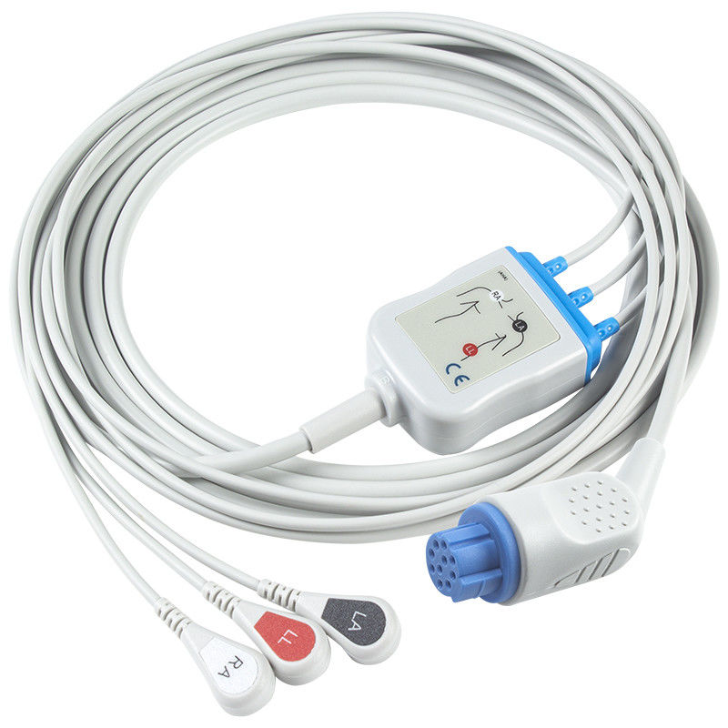 برای Datex Ohmeda سازگار مستقیم اتصال کابل ECG و سیم های سرب 3Lead AHA Snap