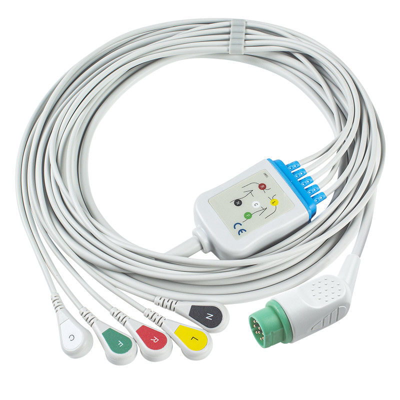 سازگاری زیمنس Drager 5 سرب Iec Snap ECG سرب کابل / Ecg سرب سیم مجموعه