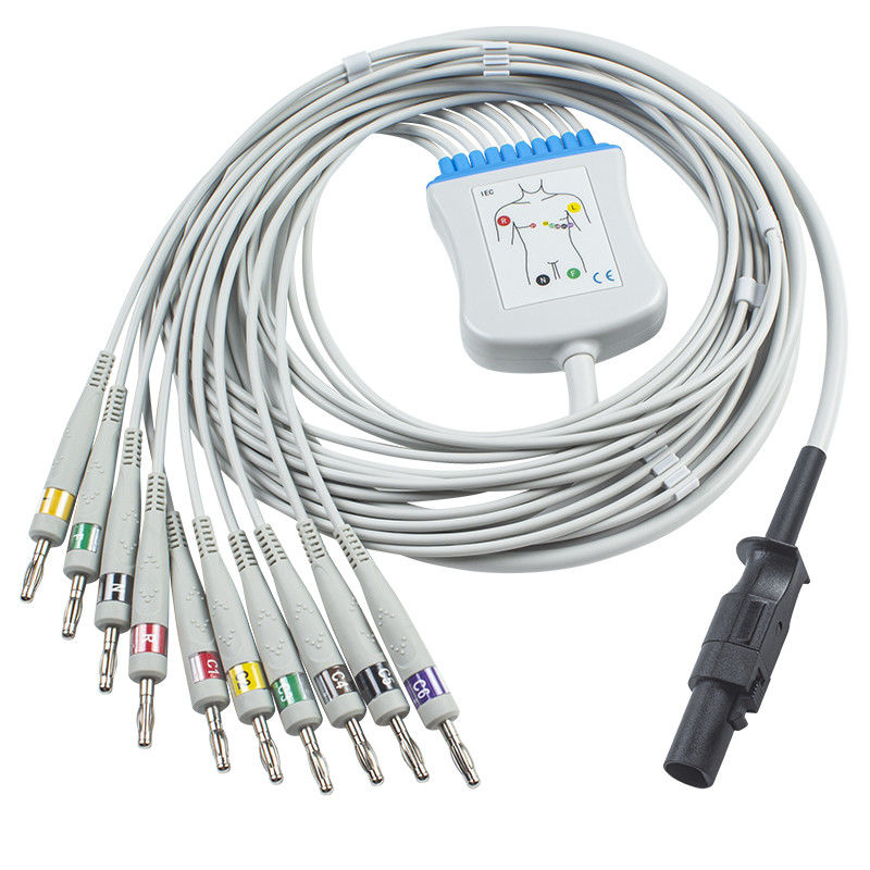 Mortara 60-00180-01 60-00181-01 Q-Stress EKG Cable and Leadwires 12 Pin IEC Banana 4.0