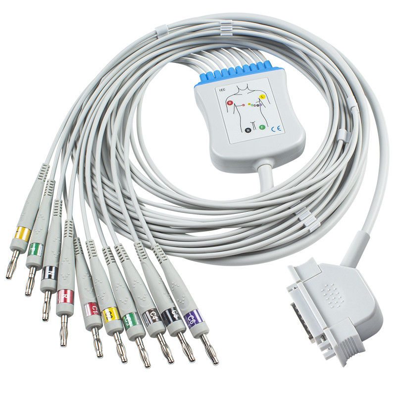 کابل ECG Hellige برای مانیتور Cardiosys EK36 EK403 EK4 EK413 EK43 EK512 EK53 EKG IEC Banana 4.0 Connector