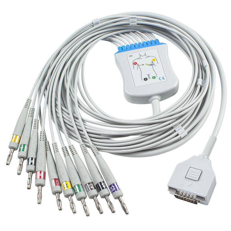 کابل فوکودا ME EKG KP-500 KP-500D کابل مانیتور بیمار EKG Cardisuny 10 لید سیم اتصال IEC Banana 4.0