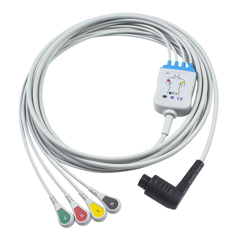2.5m 5.0 قطر اجساد سازگار 3 کابل ECG 4رنگ گیرنده IEC برای پایان بیمار