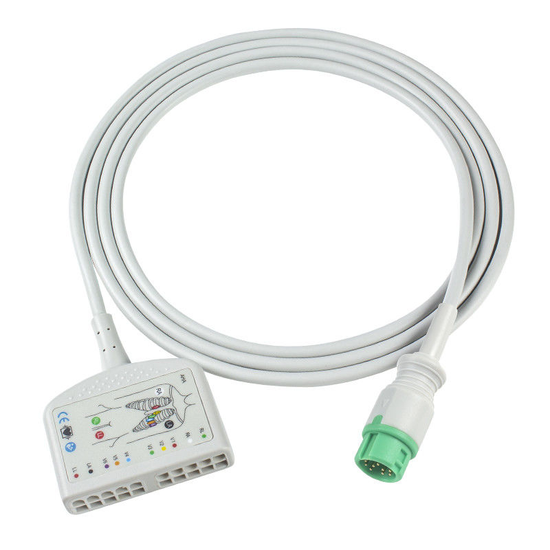 TPU Dynascope DS-5100E 12Pin کابل EKG بیمار 10Lead برای سازگاری بزرگسالان / کودکان