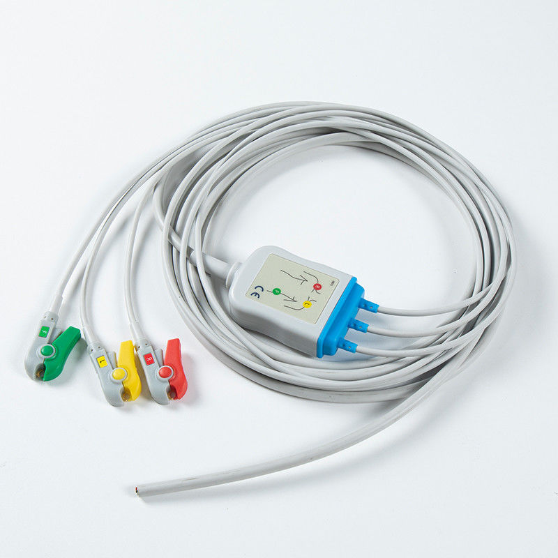 1m 3.0 قطر کابلی نیمه کامل ECG 3Lead IEC Grabber بدون کانکتور با 24 ماه عمر