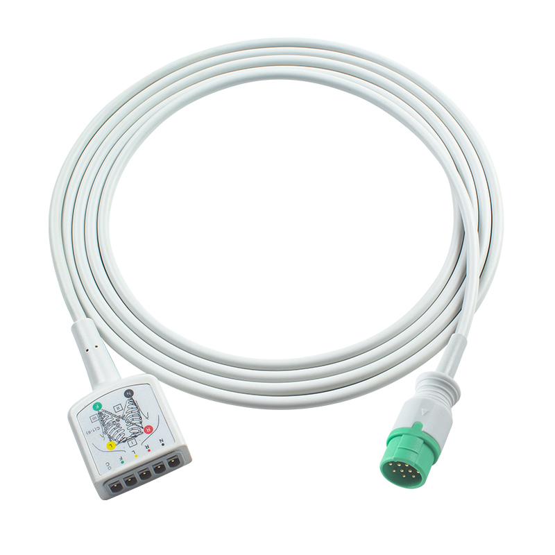 AAMI 3رخش ECG کابل 130cm 12Pin نوع VS