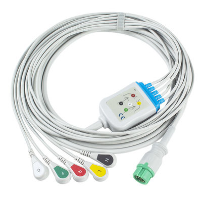 Mindray Datascope 040-000963-00 EA6252B ECG Cables and Leadwires کانکتور 12 پین ECG کابل 5 Lead IEC Snap